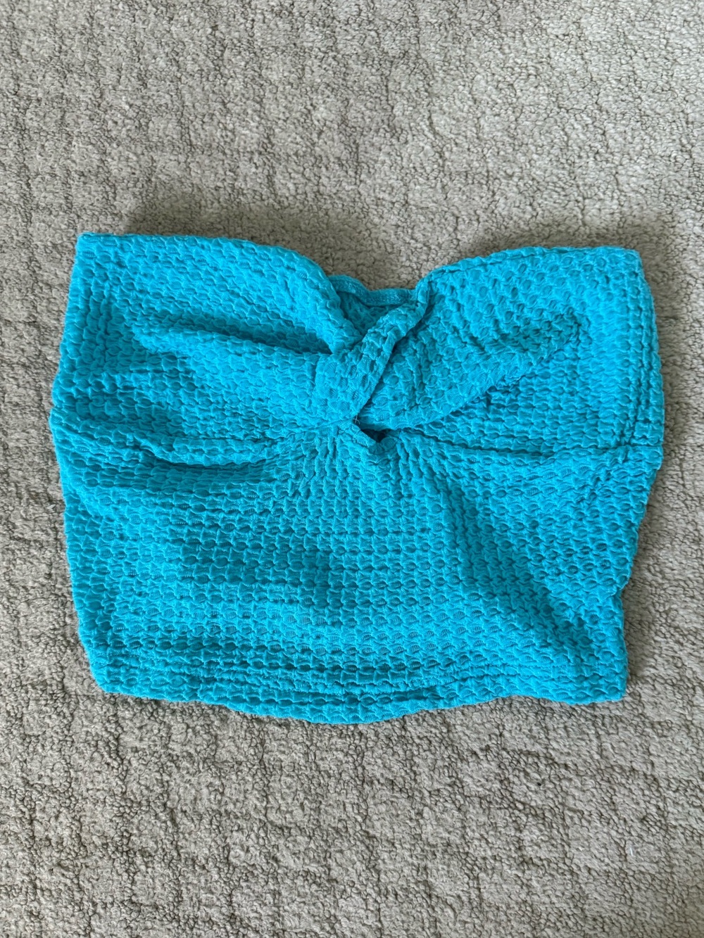 SHEIN Turquoise Textured Twist-Front Crop Top